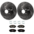 KIT-072924-4433 2-Wheel Set Front Brake Disc and Pad Kit, Cross-drilled and Slotted 5 Lugs 276.86 mm Ceramic, Includes (1) Brake Pad Set and (2) Brake Disc