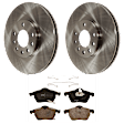 KIT-072924-4456 2-Wheel Set Front Brake Disc and Pad Kit, Plain Surface 5 Lugs 288.04 mm Semi-metallic, Includes (2) Brake Disc and (1) Brake Pad Set