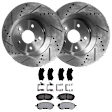 KIT-072924-4463 2-Wheel Set Front Brake Disc and Pad Kit, Cross-drilled and Slotted 5 Lugs 293.4 mm Ceramic, Includes (1) Brake Pad Set and (2) Brake Disc