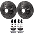 KIT-072924-4469 2-Wheel Set Front Brake Disc and Pad Kit, Cross-drilled and Slotted 5 Lugs 276.86 mm Ceramic, Includes (1) Brake Pad Set and (2) Brake Disc