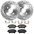 KIT-072924-4476 2-Wheel Set Front Brake Disc and Pad Kit, Cross-drilled and Slotted 4 Lugs 255.02 mm Ceramic, Includes (2) Brake Disc and (1) Brake Pad Set