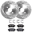 2006 Scion xA - 4-Piece Kit Front Brake Disc and Pad Kit, Cross-drilled and Slotted, 4 Lugs, Ceramic, 1.5L 4Cyl,  Includes (2) Brake Disc and (1) Brake Pad Set