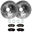 KIT-072924-4486 2-Wheel Set Front Brake Disc and Pad Kit, Cross-drilled and Slotted 5 Lugs 293.4 mm Ceramic, Includes (1) Brake Pad Set and (2) Brake Disc