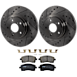 KIT-072924-4490 2-Wheel Set Front Brake Disc and Pad Kit, Cross-drilled and Slotted 5 Lugs 276.86 mm Ceramic, Includes (1) Brake Pad Set and (2) Brake Disc