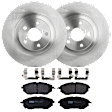 KIT-072924-4492 2-Wheel Set Front Brake Disc and Pad Kit, Plain Surface 5 Lugs 293.4 mm Semi-metallic, Includes (2) Brake Disc and (1) Brake Pad Set