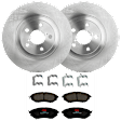 KIT-072924-4493 2-Wheel Set Front Brake Disc and Pad Kit, Plain Surface 5 Lugs 293.4 mm Semi-metallic, Includes (2) Brake Disc and (1) Brake Pad Set