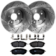 KIT-072924-4495 2-Wheel Set Front Brake Disc and Pad Kit, Cross-drilled and Slotted 5 Lugs 293.4 mm Semi-metallic, Includes (1) Brake Pad Set and (2) Brake Disc