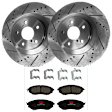 KIT-072924-4496 2-Wheel Set Front Brake Disc and Pad Kit, Cross-drilled and Slotted 5 Lugs 293.4 mm Semi-metallic, Includes (1) Brake Pad Set and (2) Brake Disc