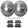 KIT-072924-449 2-Wheel Set Front Brake Disc and Pad Kit, Cross-drilled and Slotted 5 Lugs 295.8 mm Ceramic, Includes (1) Brake Pad Set and (2) Brake Disc