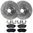 KIT-072924-4502 2-Wheel Set Front Brake Disc and Pad Kit, Cross-drilled and Slotted 5 Lugs 316.48 mm Semi-metallic, Includes (2) Brake Disc and (1) Brake Pad Set