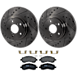 KIT-072924-4514 2-Wheel Set Front Brake Disc and Pad Kit, Cross-drilled and Slotted 5 Lugs 276.86 mm Ceramic, Includes (1) Brake Pad Set and (2) Brake Disc