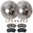 KIT-072924-4516 2-Wheel Set Front Brake Disc and Pad Kit, Cross-drilled and Slotted 5 Lugs 293.62 mm Ceramic, Includes (1) Brake Pad Set and (2) Brake Disc