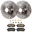 KIT-072924-4517 2-Wheel Set Front Brake Disc and Pad Kit, Cross-drilled and Slotted 5 Lugs 293.62 mm Ceramic, Includes (1) Brake Pad Set and (2) Brake Disc