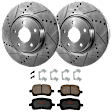 KIT-072924-451 2-Wheel Set Front Brake Disc and Pad Kit, Cross-drilled and Slotted 5 Lugs 295.8 mm Ceramic, Includes (1) Brake Pad Set and (2) Brake Disc