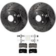 KIT-072924-4524 2-Wheel Set Front Brake Disc and Pad Kit, Cross-drilled and Slotted 5 Lugs 276.86 mm Ceramic, Includes (1) Brake Pad Set and (2) Brake Disc