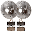 KIT-072924-4527 2-Wheel Set Front Brake Disc and Pad Kit, Cross-drilled and Slotted 5 Lugs 293.62 mm Semi-metallic, Includes (1) Brake Pad Set and (2) Brake Disc