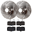 KIT-072924-4528 2-Wheel Set Front Brake Disc and Pad Kit, Cross-drilled and Slotted 5 Lugs 293.62 mm Semi-metallic, Includes (1) Brake Pad Set and (2) Brake Disc