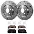 2008 Chevrolet HHR - 2-Wheel Set Front Brake Disc and Pad Kit, Cross-drilled and Slotted, 5 Lugs, 295.8 mm, Semi-metallic, Brembo Brakes, For Models With Rear Disc Brake, 2.0L 4Cyl, Includes (2) Disc and (1) Pad Set