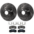 KIT-072924-4538 2-Wheel Set Front Brake Disc and Pad Kit, Cross-drilled and Slotted 5 Lugs 276.86 mm Ceramic, Includes (1) Brake Pad Set and (2) Brake Disc