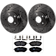 KIT-072924-4549 2-Wheel Set Front Brake Disc and Pad Kit, Cross-drilled and Slotted 5 Lugs 276.86 mm Semi-metallic, Includes (1) Brake Pad Set and (2) Brake Disc