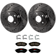 KIT-072924-4550 2-Wheel Set Front Brake Disc and Pad Kit, Cross-drilled and Slotted 5 Lugs 276.86 mm Semi-metallic, Includes (1) Brake Pad Set and (2) Brake Disc