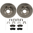 KIT-072924-4566 2-Wheel Set Front Brake Disc and Pad Kit, Plain Surface 5 Lugs 279.91 mm Semi-metallic, Includes (2) Brake Disc and (1) Brake Pad Set