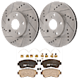 KIT-072924-4580 2-Wheel Set Front Brake Disc and Pad Kit, Cross-drilled and Slotted 5 Lugs 275 mm Ceramic, Includes (1) Brake Pad Set and (2) Brake Disc