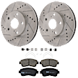 KIT-072924-4598 2-Wheel Set Front Brake Disc and Pad Kit, Cross-drilled and Slotted 5 Lugs 275 mm Ceramic, Includes (1) Brake Pad Set and (2) Brake Disc