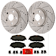 KIT-072924-4611 2-Wheel Set Front Brake Disc and Pad Kit, Cross-drilled and Slotted 5 Lugs 275 mm Ceramic, Includes (1) Brake Pad Set and (2) Brake Disc