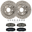 KIT-072924-4638 2-Wheel Set Front Brake Disc and Pad Kit, Cross-drilled and Slotted 5 Lugs 275.08 mm Ceramic, Includes (2) Brake Disc and (1) Brake Pad Set