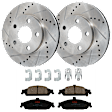 KIT-072924-474 2-Wheel Set Front Brake Disc and Pad Kit, Cross-drilled and Slotted 5 Lugs 277.88 mm Ceramic, Includes (2) Brake Disc and (1) Brake Pad Set