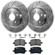 KIT-072924-480 2-Wheel Set Front Brake Disc and Pad Kit, Cross-drilled and Slotted 5 Lugs 295.8 mm Ceramic, Includes (1) Brake Pad Set and (2) Brake Disc