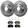 KIT-072924-481 2-Wheel Set Front Brake Disc and Pad Kit, Cross-drilled and Slotted 5 Lugs 295.8 mm Ceramic, Includes (1) Brake Pad Set and (2) Brake Disc