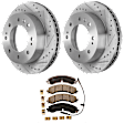 KIT-072924-485 4-Wheel Set Front and Rear Brake Disc and Pad Kit, Cross-drilled and Slotted 8 Lugs 355 mm Ceramic, Includes (1) Brake Pad Set and (2) Brake Disc