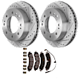 KIT-072924-486 4-Wheel Set Front and Rear Brake Disc and Pad Kit, Cross-drilled and Slotted 8 Lugs 355 mm Ceramic, Includes (1) Brake Pad Set and (2) Brake Disc