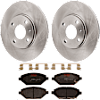 KIT-072924-495 2-Wheel Set Front Brake Disc and Pad Kit, Plain Surface 4 Lugs 256 mm Ceramic, Includes (1) Brake Pad Set and (2) Brake Disc