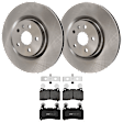 KIT-072924-497 2-Wheel Set Brake Disc and Pad Kit, Plain Surface 5 Lugs 355.35 mm Ceramic, Includes (2) Brake Disc and (1) Brake Pad Set