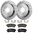 KIT-072924-5108 2-Wheel Set Rear Brake Disc and Pad Kit, Cross-drilled and Slotted 6 Lugs 320.04 mm Ceramic, Includes (1) Brake Pad Set and (2) Brake Disc