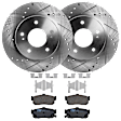 KIT-072924-5113 2-Wheel Set Rear Brake Disc and Pad Kit, Cross-drilled and Slotted 5 Lugs 277.62 mm Ceramic, Includes (2) Brake Disc and (1) Brake Pad Set