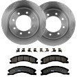 KIT-072924-5117 2-Wheel Set Rear Brake Disc and Pad Kit, Plain Surface 8 Lugs 363.98 mm Semi-metallic, Includes (2) Brake Disc and (1) Brake Pad Set