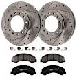 KIT-072924-511 2-Wheel Set Front Brake Disc and Pad Kit, Cross-drilled and Slotted 12 Lugs 293.4 mm Semi-metallic, Includes (2) Brake Disc and (1) Brake Pad Set