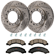 KIT-072924-512 2-Wheel Set Front Brake Disc and Pad Kit, Cross-drilled and Slotted 12 Lugs 293.4 mm Semi-metallic, Includes (2) Brake Disc and (1) Brake Pad Set