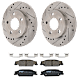 KIT-072924-5139 2-Wheel Set Rear Brake Disc and Pad Kit, Cross-drilled and Slotted 5 Lugs 270 mm Ceramic, Includes (1) Brake Pad Set and (2) Brake Disc