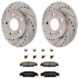 KIT-072924-5140 2-Wheel Set Rear Brake Disc and Pad Kit, Cross-drilled and Slotted 5 Lugs 270 mm Ceramic, Includes (1) Brake Pad Set and (2) Brake Disc