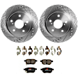 KIT-072924-5154 2-Wheel Set Rear Brake Disc and Pad Kit, Cross-drilled and Slotted 5 Lugs 278.89 mm Ceramic, Includes (2) Brake Disc and (1) Brake Pad Set