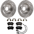 KIT-072924-5217 2-Wheel Set Rear Brake Disc and Pad Kit, Cross-drilled and Slotted 5 Lugs 329.95 mm Semi-metallic, Includes (1) Brake Pad Set and (2) Brake Disc