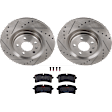 KIT-072924-5220 2-Wheel Set Rear Brake Disc and Pad Kit, Cross-drilled and Slotted 5 Lugs 329.95 mm Semi-metallic, Includes (1) Brake Pad Set and (2) Brake Disc