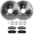 KIT-072924-5253 2-Wheel Set Rear Brake Disc and Pad Kit, Cross-drilled and Slotted 5 Lugs 265.43 mm Semi-metallic, Includes (2) Brake Disc and (1) Brake Pad Set
