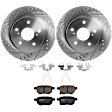 KIT-072924-5295 2-Wheel Set Rear Brake Disc and Pad Kit, Cross-drilled and Slotted 5 Lugs 278.89 mm Ceramic, Includes (2) Brake Disc and (1) Brake Pad Set