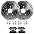 KIT-072924-5314 2-Wheel Set Rear Brake Disc and Pad Kit, Cross-drilled and Slotted 5 Lugs 265.43 mm Ceramic, Includes (2) Brake Disc and (1) Brake Pad Set